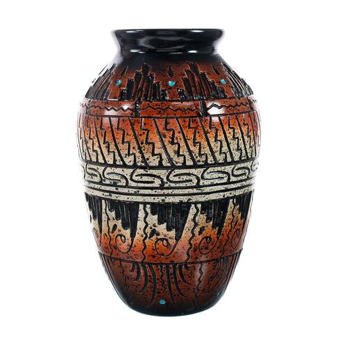Navajo Indian Hand Crafted Pot By Artist Dewayne Eskeets SN20038